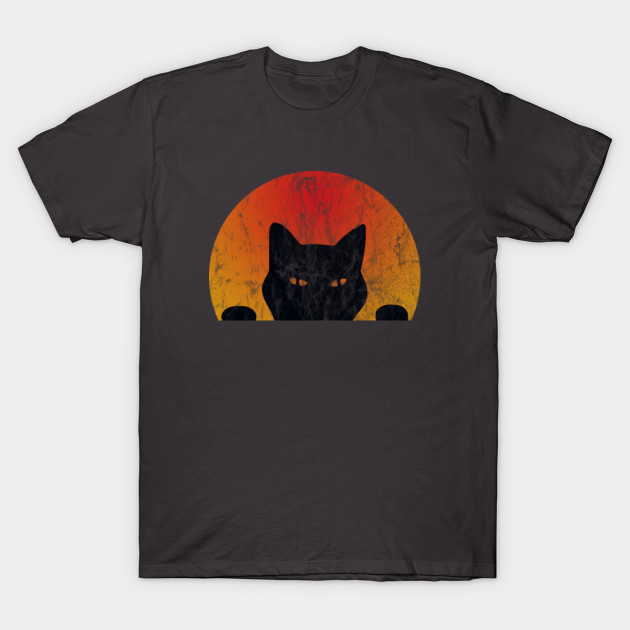 Vintage Eighties Style Cat T-Shirt - Retro Distressed Design